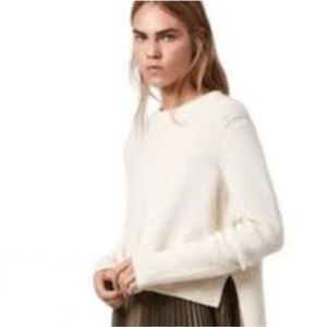 ALLSAINTS Cream Crew Neck Wool Blend High Low Sweater M